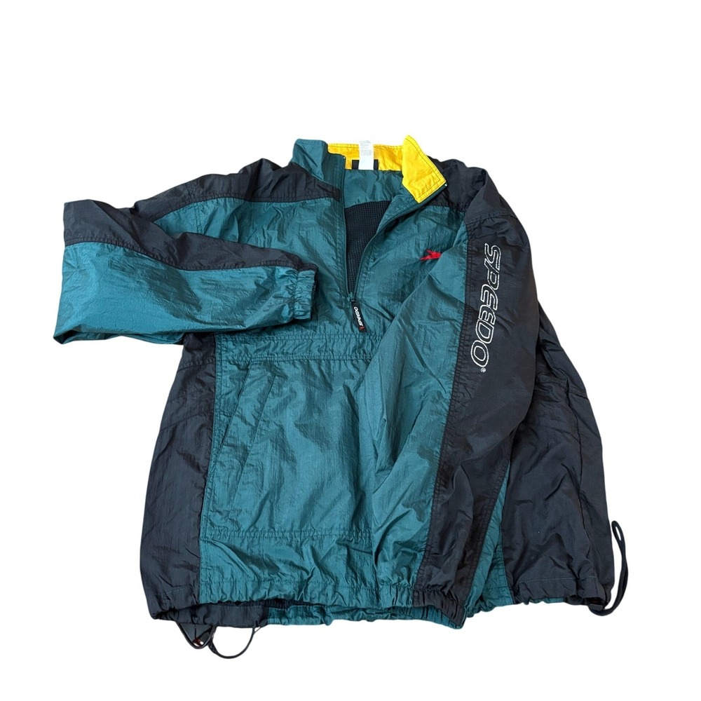 Vintage Speedo Sport Systems Tracksuit Mens Medium Teal Black Nylon Windbreaker